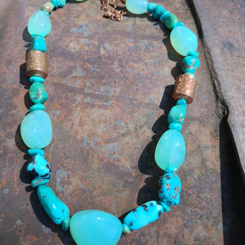 Jay King DTR mine finds Turquoise Gemstone Copper necklace stunning - Picture 8 of 14